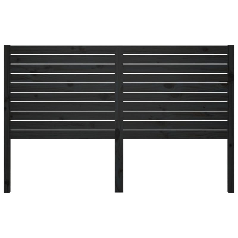 Testiera-per-Letto-Nera-126x4x100-cm-in-Legno-Massello-di-Pino