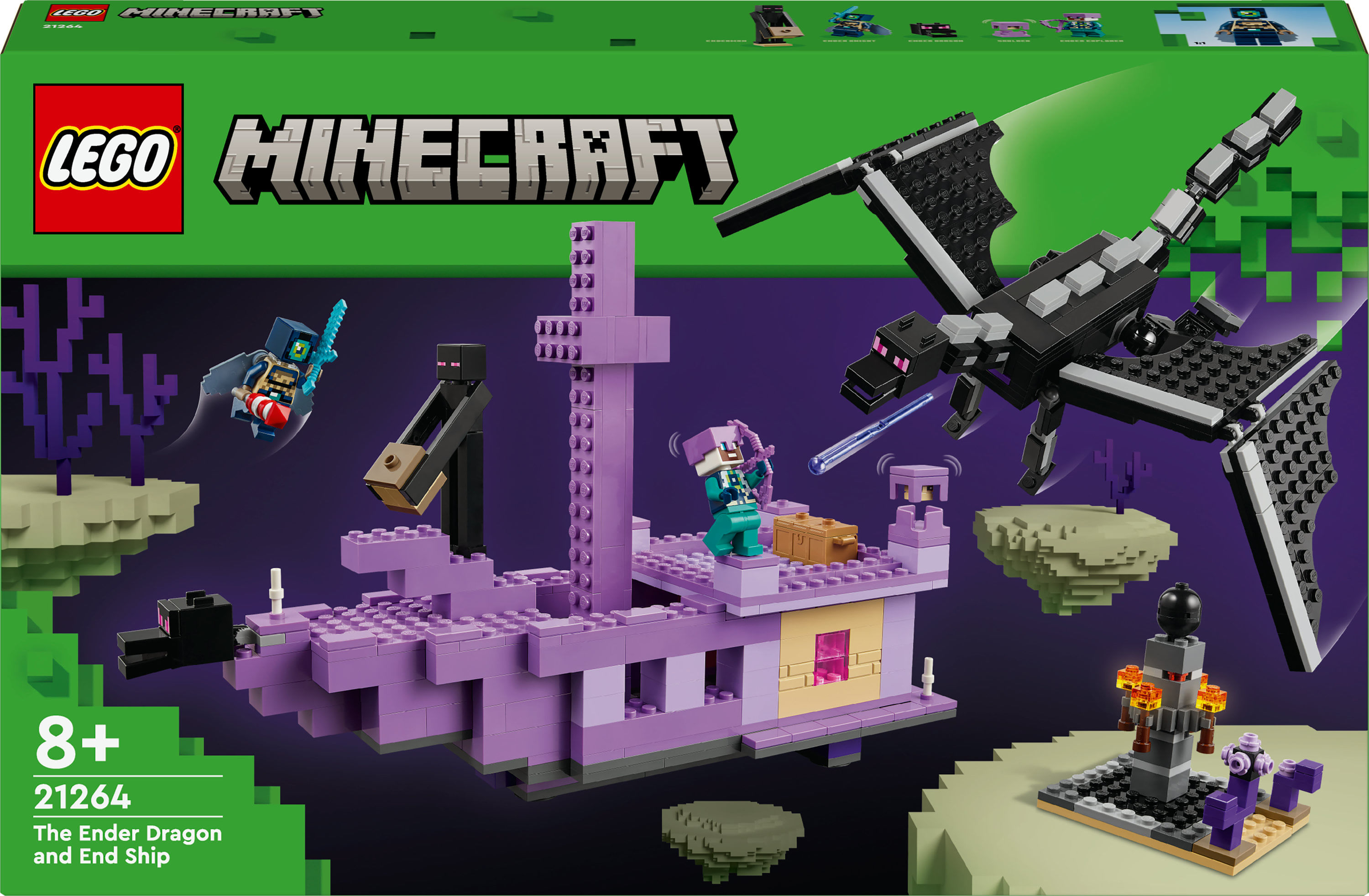 LEGO Minecraft L'Enderdrago e la Nave dell'End Giocattolo del Bioma con  Drago Personaggi Mob e Accessori Giochi