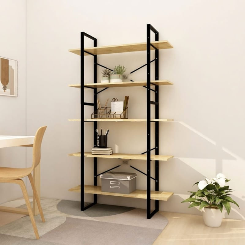 vidaXL-Libreria-a-5-Ripiani-100x30x175-cm-in-Legno-di-Pino