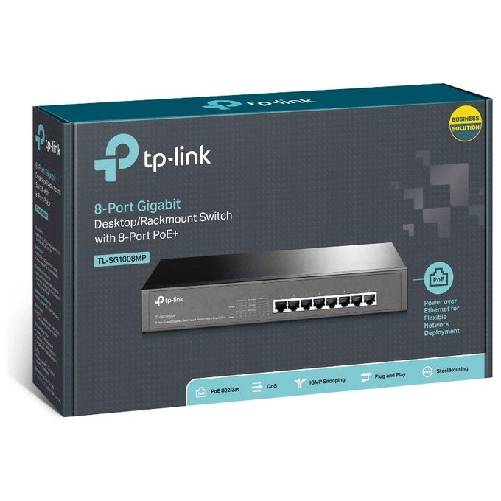 TP-Link-TL-SG1008MP-Non-gestito-Gigabit-Ethernet--10-100-1000--Supporto-Power-over-Ethernet--PoE--1U-Nero