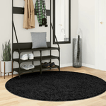 vidaXL Tappeto Shaggy a Pelo Lungo Moderno Nero Ø 160 cm