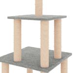 vidaXL Albero per Gatti con Tiragraffi in Sisal Grigio Chiaro 111 cm