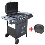 vidaXL Barbecue e Griglia a Gas 4+1 Fornelli Nero