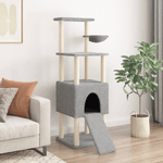 vidaXL Albero per Gatti con Tiragraffi in Sisal Grigio Chiaro 153 cm