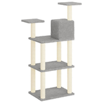 vidaXL Albero per Gatti con Tiragraffi in Sisal Grigio Chiaro 119 cm