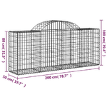 vidaXL Cesti Gabbioni ad Arco 9 pz 200x50x80/100 cm Ferro Zincato