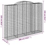 vidaXL Cesti Gabbioni ad Arco 7 pz 300x50x220/240 cm Ferro Zincato