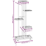 Fioriera a 5 Piani con Ruote 44x23x100 cm Ferro Bianco