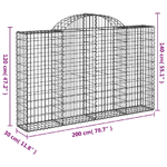 vidaXL Cesti Gabbioni ad Arco 3 pz 200x30x120/140 cm Ferro Zincato