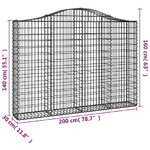 vidaXL Cesti Gabbioni ad Arco 5 pz 200x30x140/160 cm Ferro Zincato