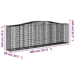 vidaXL Cesti Gabbioni ad Arco 10 pz 400x50x120/140 cm Ferro Zincato