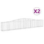 vidaXL Cesti Gabbioni ad Arco 2 pz 400x30x60/80 cm Ferro Zincato