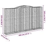 vidaXL Cesti Gabbioni ad Arco 6 pz 400x50x220/240 cm Ferro Zincato