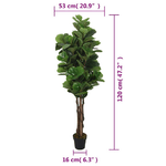 vidaXL Albero Ficus Lyrata 134 Foglie 120 cm Verde