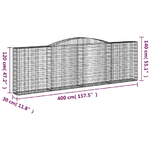 vidaXL Cesti Gabbioni ad Arco 3 pz 400x30x120/140 cm Ferro Zincato