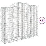 vidaXL Cesti Gabbioni ad Arco 12 pz 200x50x160/180 cm Ferro Zincato