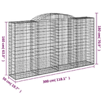 vidaXL Cesti Gabbioni ad Arco 3 pz 300x50x160/180 cm Ferro Zincato