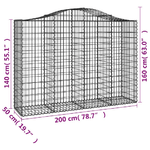 vidaXL Cesti Gabbioni ad Arco 20 pz 200x50x140/160 cm Ferro Zincato