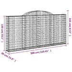 vidaXL Cesti Gabbioni ad Arco 2 pz 300x30x140/160 cm Ferro Zincato