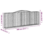 vidaXL Cesti Gabbioni ad Arco 7 pz 400x50x140/160 cm Ferro Zincato