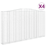 vidaXL Cesti Gabbioni ad Arco 4 pz 400x30x220/240 cm Ferro Zincato