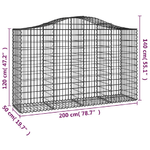 vidaXL Cesti Gabbioni ad Arco 50 pz 200x50x120/140 cm Ferro Zincato