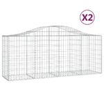 vidaXL Cesti Gabbioni ad Arco 2 pz 200x50x80/100 cm Ferro Zincato