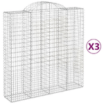 vidaXL Cesti Gabbioni ad Arco 3 pz 200x50x200/220 cm Ferro Zincato