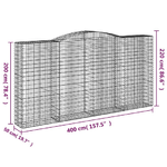 vidaXL Cesti Gabbioni ad Arco 7 pz 400x50x200/220 cm Ferro Zincato