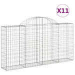 vidaXL Cesti Gabbioni ad Arco 11 pz 200x30x100/120 cm Ferro Zincato