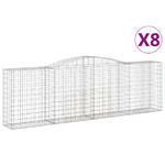 vidaXL Cesti Gabbioni ad Arco 8 pz 400x50x120/140 cm Ferro Zincato