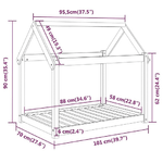 Cuccia per Cani Grigia 101x70x90 cm in Legno Massello di Pino