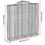 vidaXL Cesti Gabbioni ad Arco 7 pz 200x50x200/220 cm Ferro Zincato