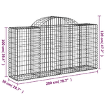 vidaXL Cesti Gabbioni ad Arco 10 pz 200x50x100/120 cm Ferro Zincato