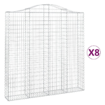 vidaXL Cesti Gabbioni ad Arco 8 pz 200x30x200/220 cm Ferro Zincato