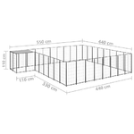 vidaXL Gabbia per Cani Nera 20,57 m² in Acciaio