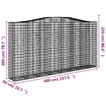 vidaXL Cesti Gabbioni ad Arco 2 pz 400x50x200/220 cm Ferro Zincato