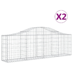 vidaXL Cesti Gabbioni ad Arco 2 pz 200x30x60/80 cm Ferro Zincato