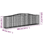 vidaXL Cesti Gabbioni ad Arco 5 pz 400x50x100/120 cm Ferro Zincato