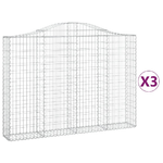 vidaXL Cesti Gabbioni ad Arco 3 pz 200x30x140/160 cm Ferro Zincato