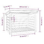 vidaXL Portalegna Bianco 108x73x79 cm in Legno Massello di Pino