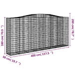 vidaXL Cesti Gabbioni ad Arco 7 pz 400x50x180/200 cm Ferro Zincato