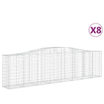 vidaXL Cesti Gabbioni ad Arco 8 pz 400x50x100/120 cm Ferro Zincato