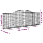 vidaXL Cesti Gabbioni ad Arco 3 pz 300x30x100/120 cm Ferro Zincato