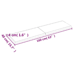 vidaXL Piano Bagno 160x40x4 cm in Legno Massello Non Trattato