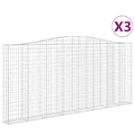 vidaXL Cesti Gabbioni ad Arco 3 pz 400x30x180/200 cm Ferro Zincato