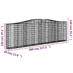 vidaXL Cesti Gabbioni ad Arco 3 pz 400x30x120/140 cm Ferro Zincato