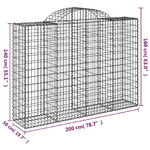 vidaXL Cesti Gabbioni ad Arco 13 pz 200x50x140/160 cm Ferro Zincato