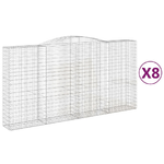 vidaXL Cesti Gabbioni ad Arco 8 pz 400x50x200/220 cm Ferro Zincato