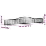 vidaXL Cesti Gabbioni ad Arco 8 pz 400x30x40/60 cm Ferro Zincato